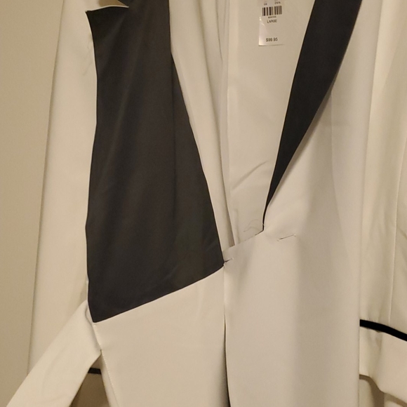 Black and white long slim blazer - Picture 3 of 4